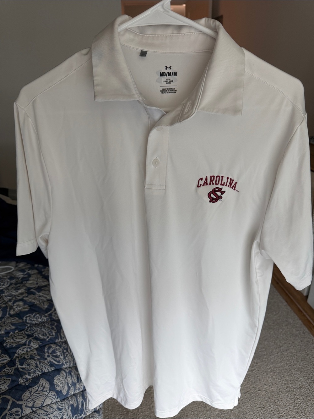 Under Armour White Polo with Carolina SC Embroidery